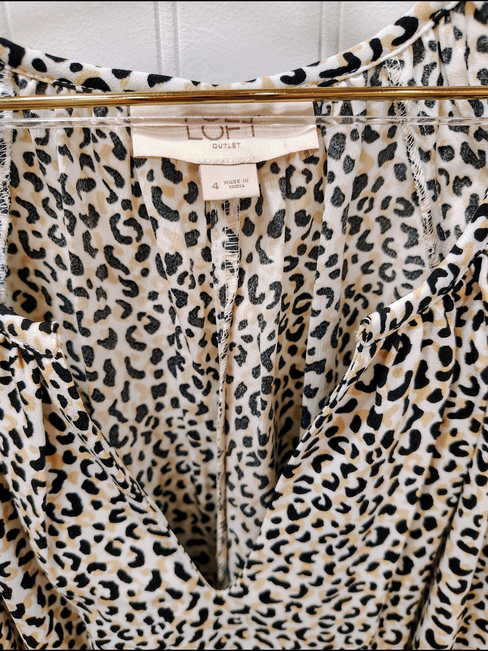 LOFT Outlet Leopard Print V-Neck Dress - Neutral Animal Print, Size 4